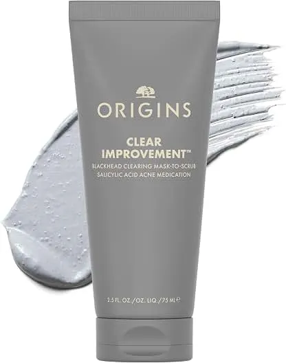 Origins Clear Improvement Blackhead Clearing Face Mask & Scrub | Reduces Blackheads | With Salicylic Acid & Bamboo Charcoal, 2.5 Fl Oz Origins Clear Improvement Blackhead Clearing Face Ma…