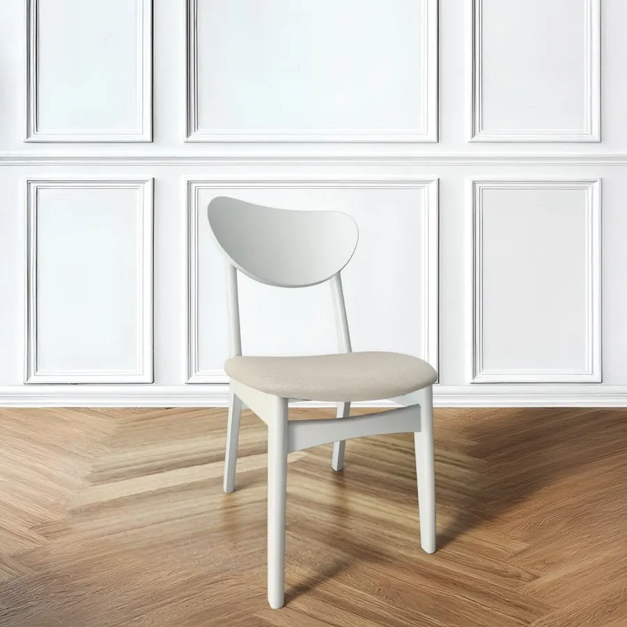 Silla Mosconi Oslo blanco tapizado beige