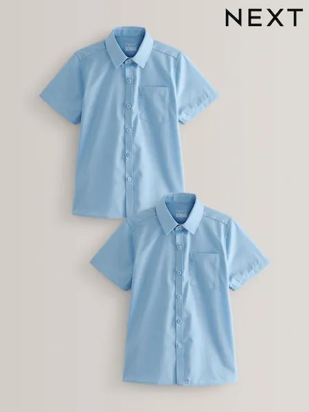 White Regular Fit Short Sleeve School 2 Pack Shirts (3-17yrs)