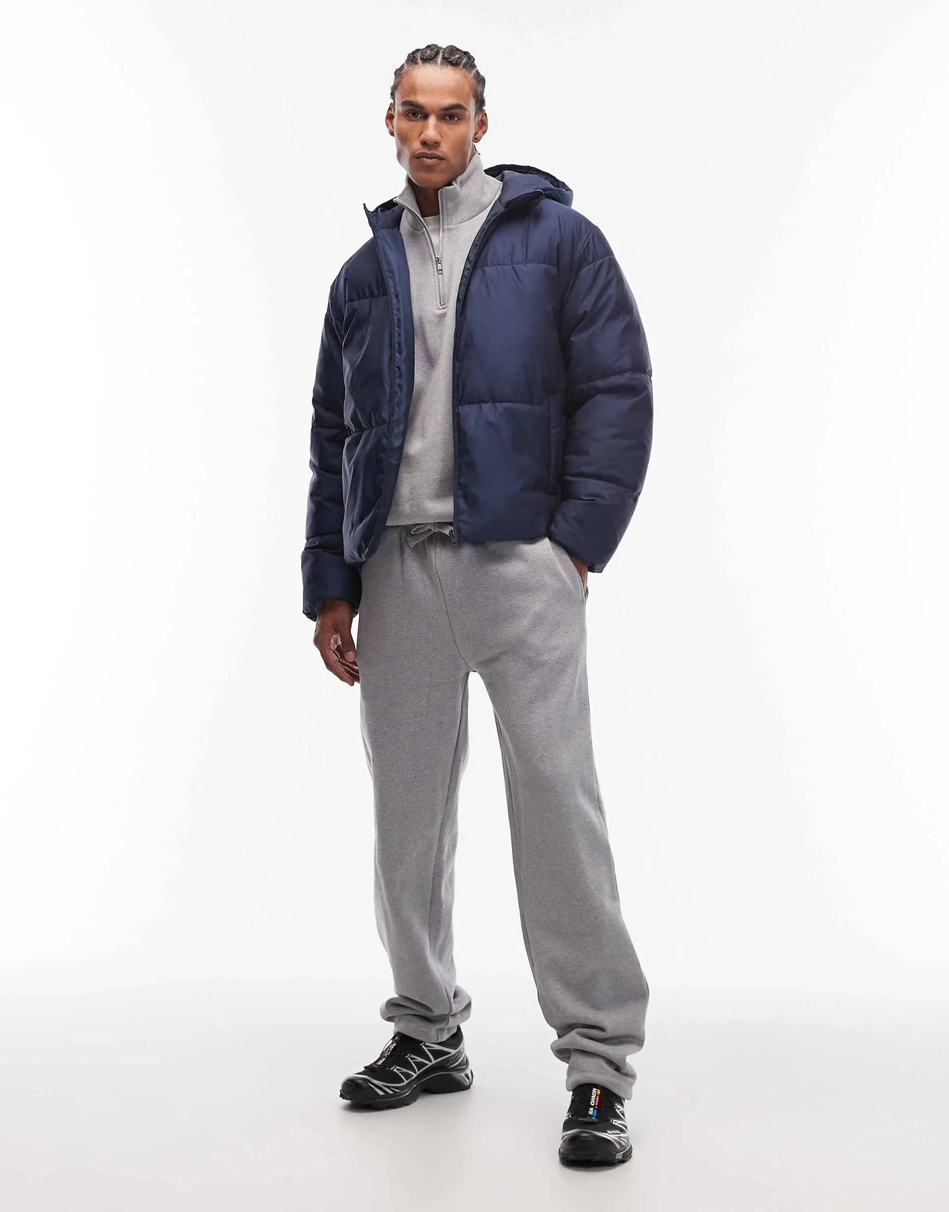 ASOS DESIGN peakMAX™ puffer jacket in navy