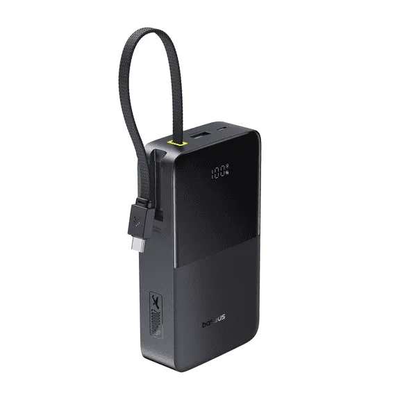 Baseus 20000mAh Power Bank with Built-in Cables, 22.5W Fast Charging Travel Essentials Battery Pack with Digital Display, Black $18.99 Was $39.99