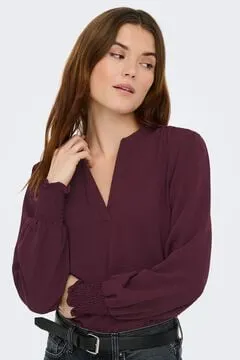 Blusa manga larga frunces