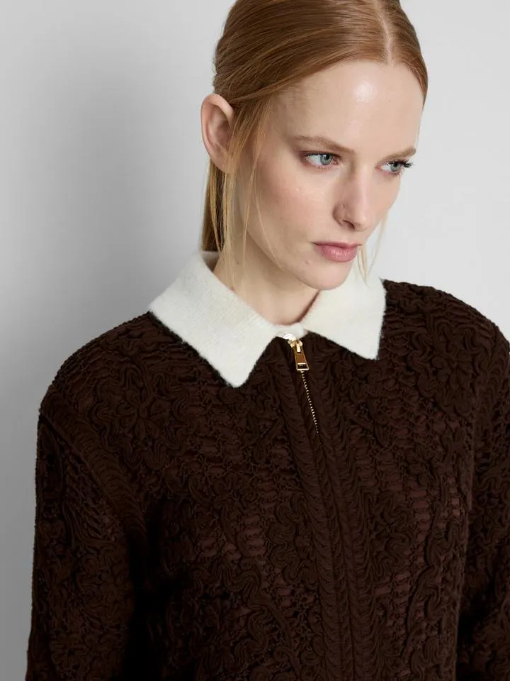 Blouson bomber en crochet