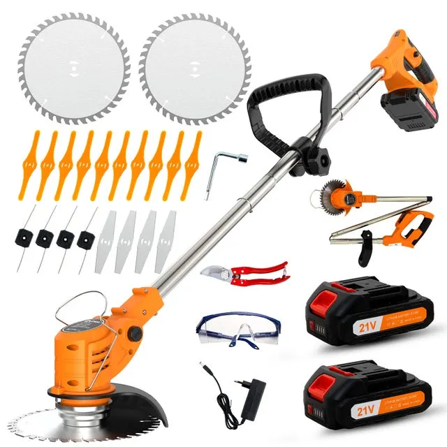 Decespugliatore elettrico a batteria OUTIGO - Tagliaerba a batteria - 4 tipi di lame - 2 batterie da 21 V - Pieghevole