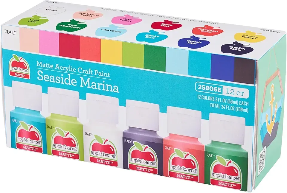 Apple Barrel Acrylic Craft Paint Set, Seaside Marina, Includes 12 Colors with a Matte Finish
