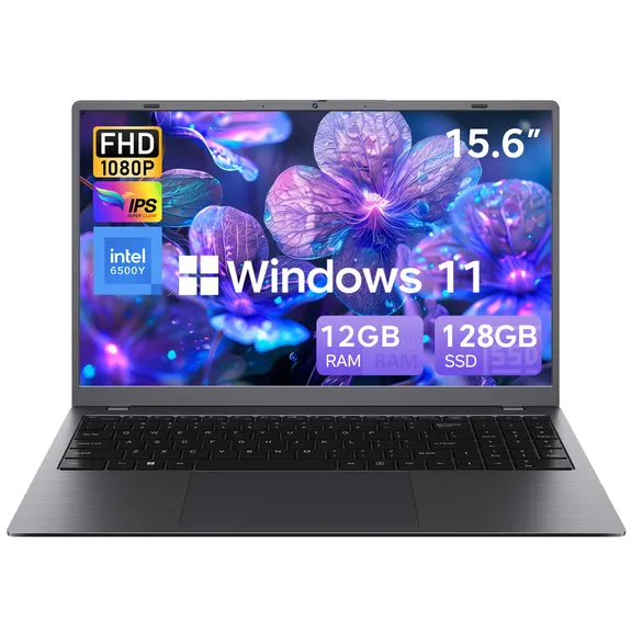 Deal 15.6" FHD IPS Windows 11 Laptop, 128GB SSD 12GB RAM, Intel Processor, Dual 4K Output & Type-C PD, Office 2024 Included, for Business & Study, Dark Gray $229.89