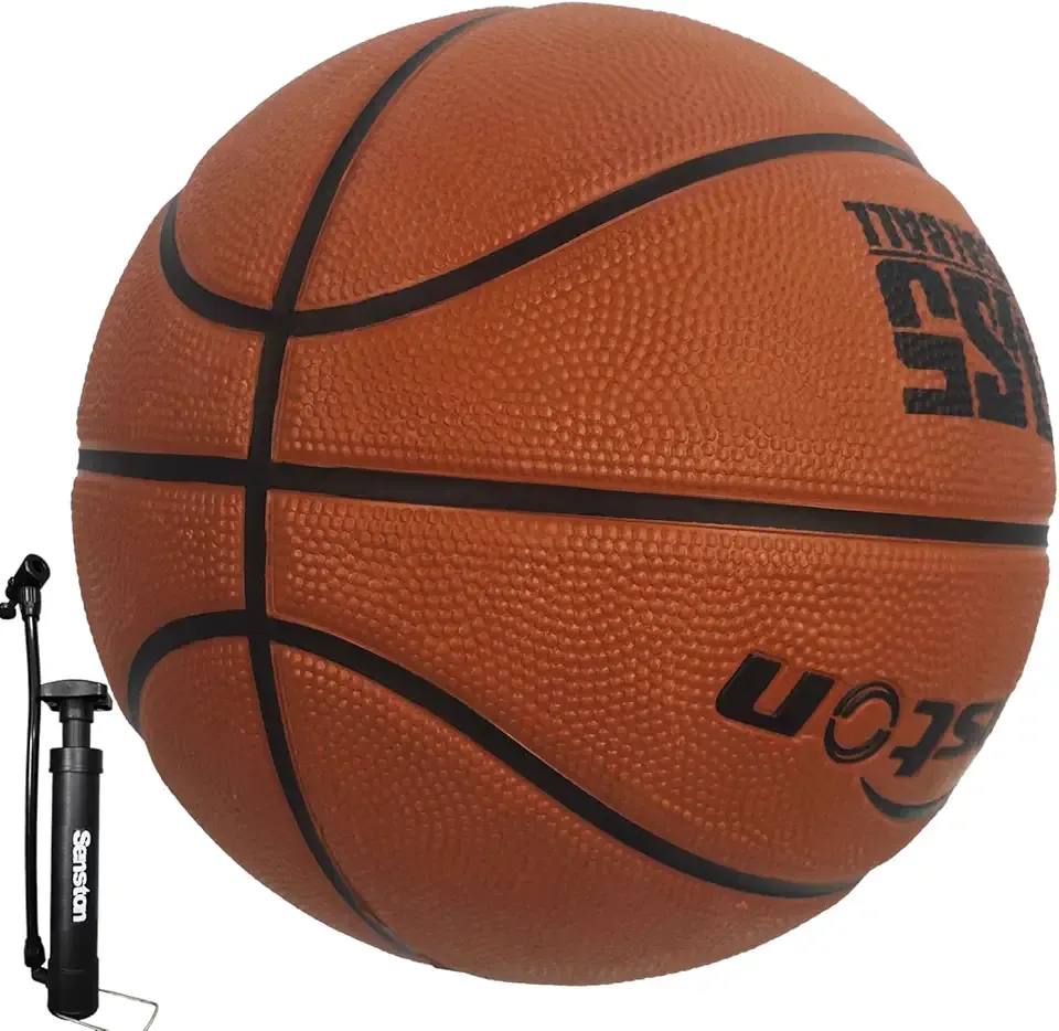 Senston 29.5'' Outdoor Basketball Premium Elasticity/Grip Rubber Basketballs with Pump, Durable Size 7 Basketball for Men/Women