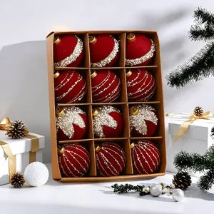 Adornos navideños, adornos para árboles de Navidad, bolas navideñas, ideales para fiestas y festividades, color rojo