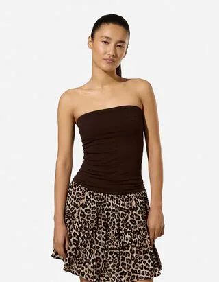 Top a fascia - Cotone - Marrone scuro