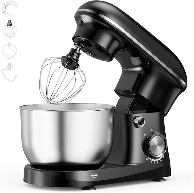 OLIXIS 4.2 Qt Stand Mixer, 10-Speed Tilt-Head Electric Mixer for Baking | Include Dough Hook, Whisk, Flat Beater & Splash Lid, 10 Speeds Handle Cakes, Cookies & Bread Dough, Compact, Easy-Clean Bowl