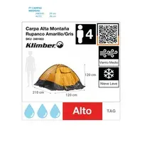 Carpa Para Camping 4 Personas Nylon Rupanco Klimber