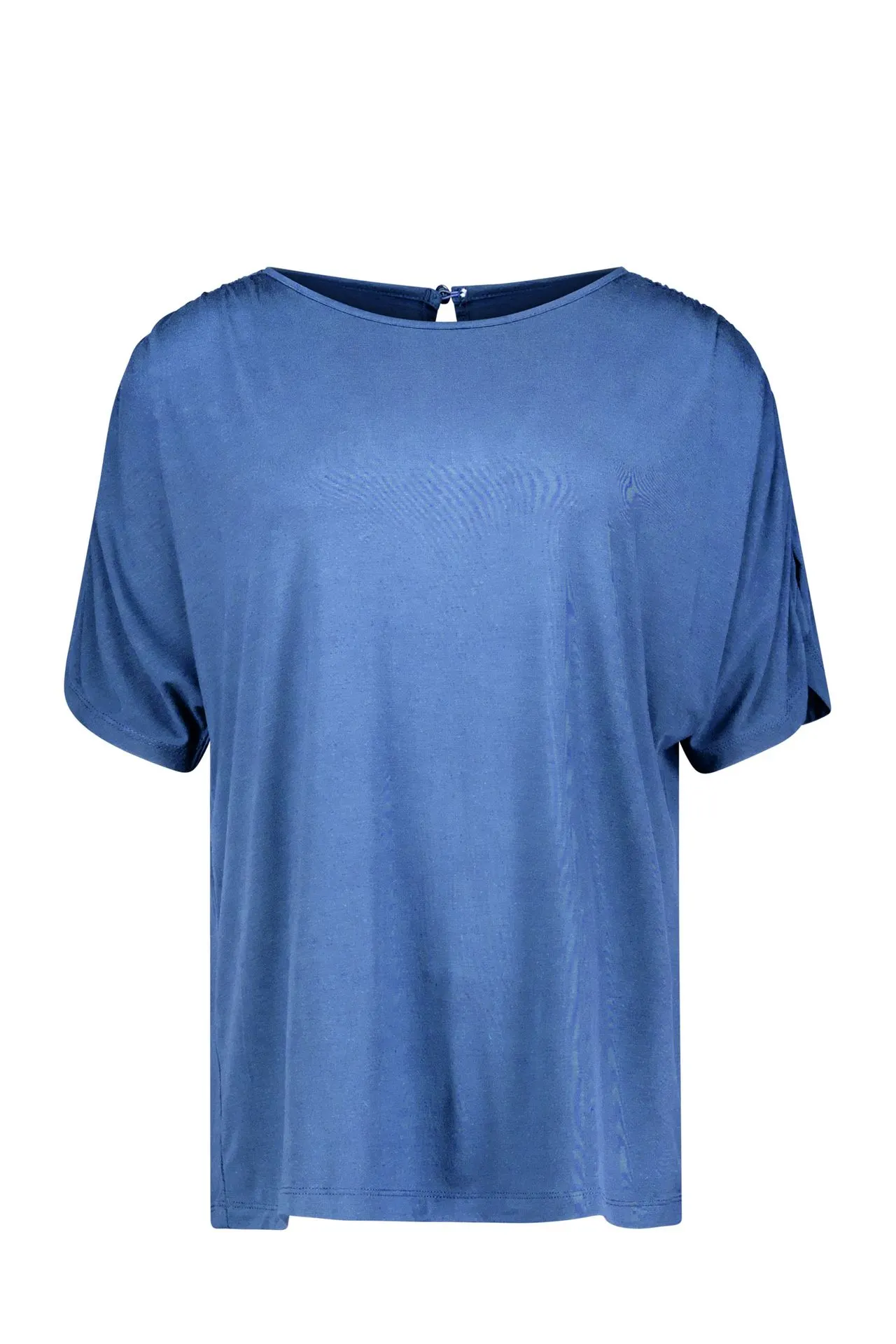 Blauw shirt met geplooide mouwen