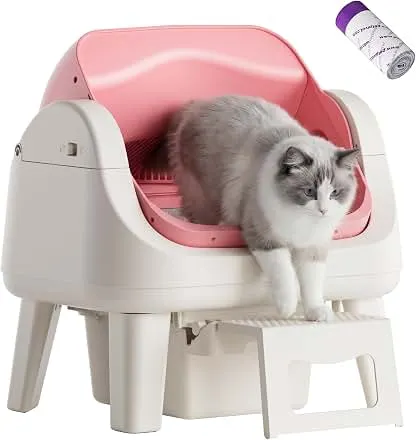 PetPivot Self Cleaning Litter Box, Open Top Automatic Cat…