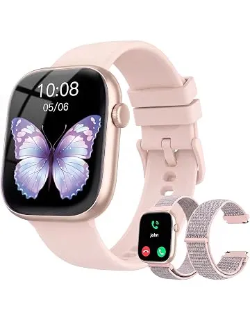 Smart Watch for Women, Bluetooth Answer/Make Calls, 1.83"HD Screen, 2 Bands | IP67 Waterproof Fitness Tracker, Heart Rate/Sleep Monitor, DIY Dial, Multi-Sport Modes Pedometer, Smartwatch for iOS/Android