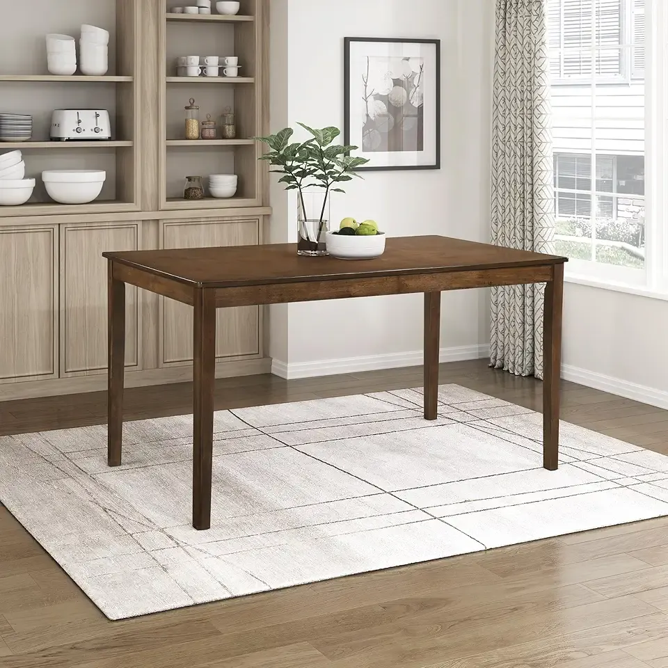 Lexicon 55.5" Dining Table for 4, Modern Rectangular Dining Room Table, Wood Dining Table, Modern Wood Table with Solid Wood Leg for Kitchen/Dining/Living Room, Easy Assembly, Chestnut