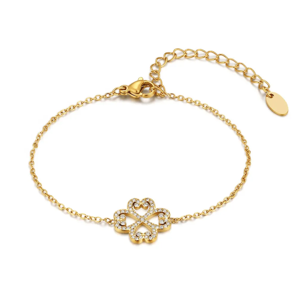 Armband in edelstaal, hartvormige bedel