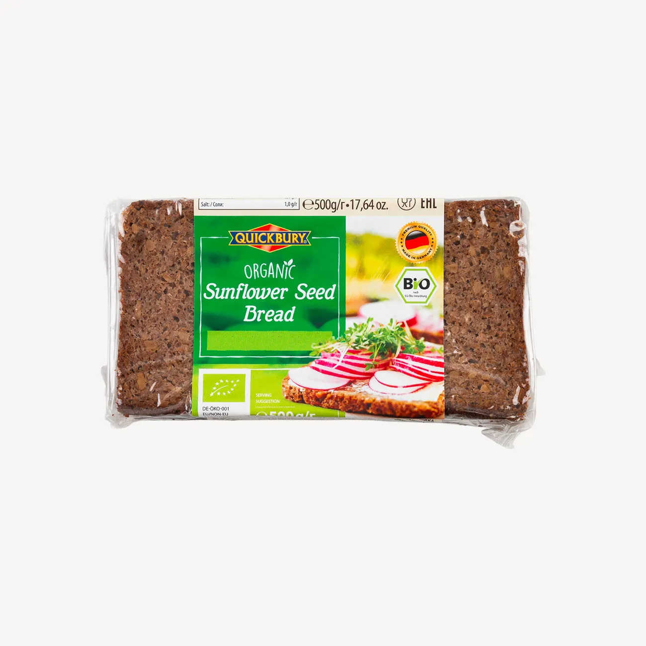 quickbury organic sunflower seed bread 500g