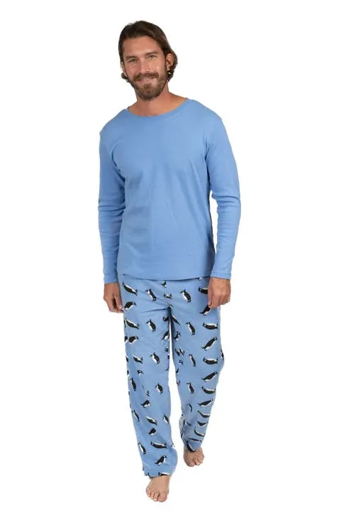 Men's Cotton Top & Fleece Pants Printed Matching Family Holiday Pajama Set
