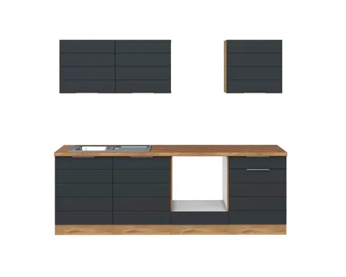 Kuchyňský blok Held Möbel Florenz 240 cm barva čela šedá matný barva korpusu dub světlý matný