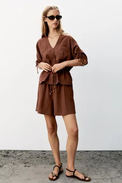 SHORT SLEEVE BEADED SAFARI JACKET