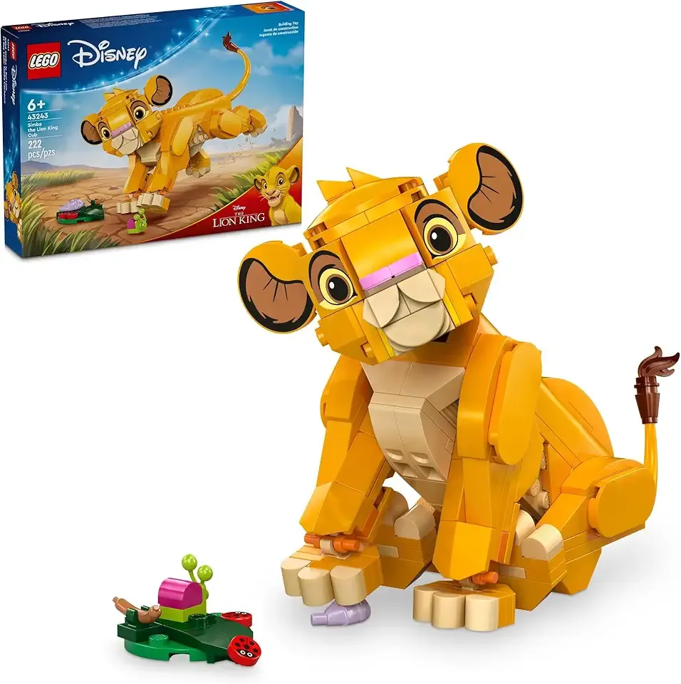 Disney Simba The Lion King Cub Building Toy - Collectible Play & Display Set - 6 Year Old Girl & Boy Birthday Gift - Detailed Model of Disney Simba - 43243