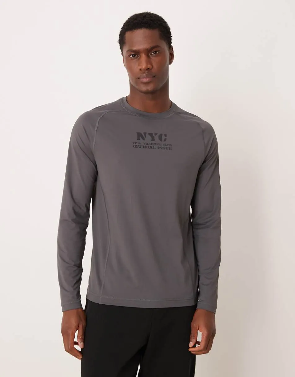 Abercrombie & Fitch YPB workout long sleeve top in grey