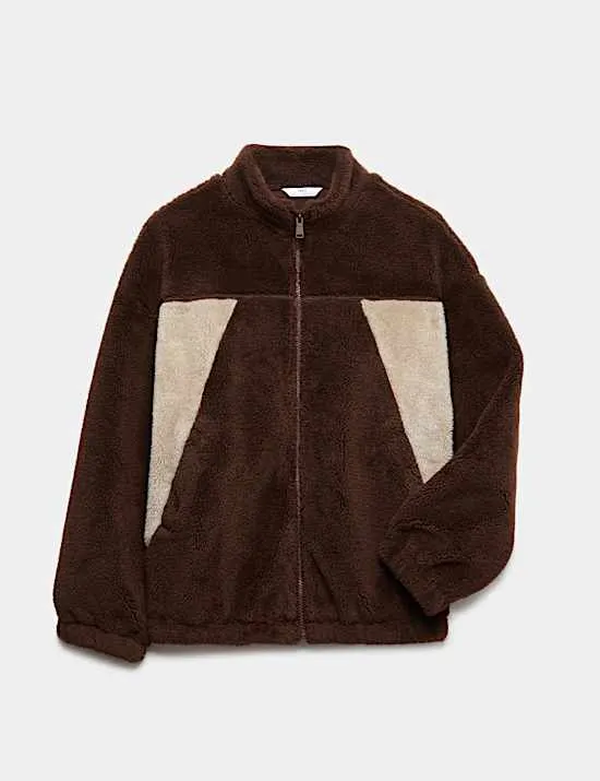 Jacke aus Teddy-Fleece mit Blockfarben (6–16 J.)