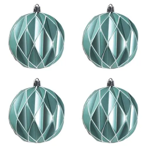 Enchanted Forest® 80mm Turquoise Diamond Ridge Shatterproof Ornaments - 4 Pack