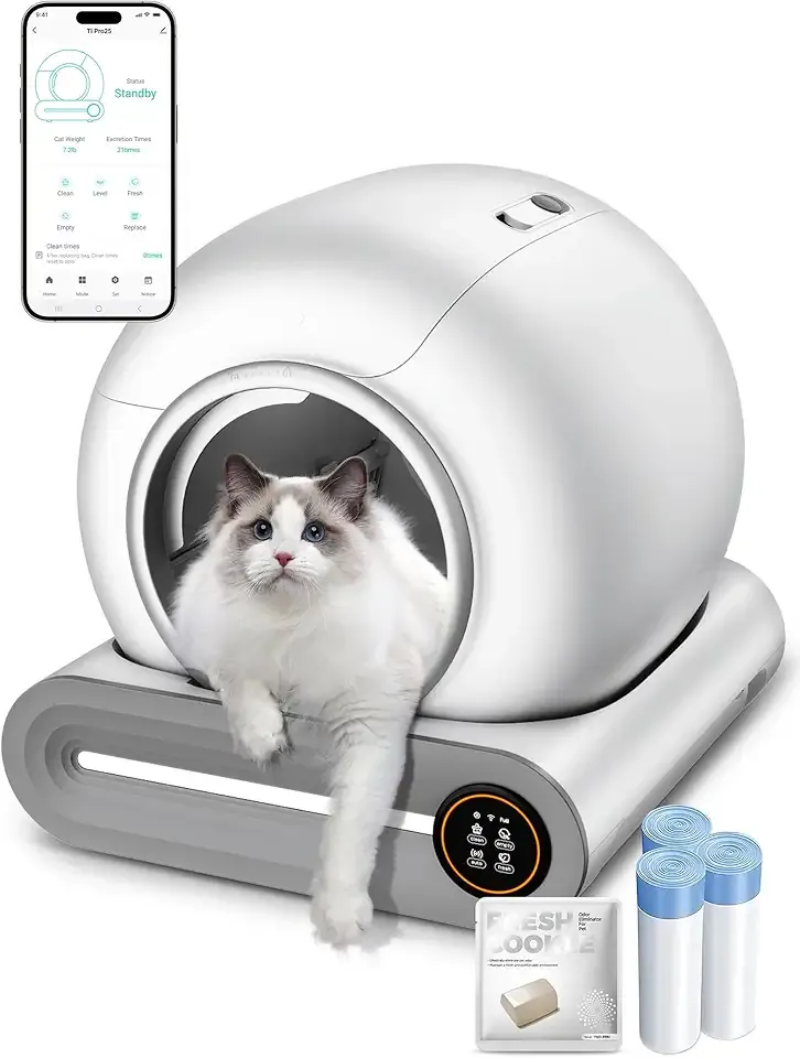 Automatic Litter Box, (2026) Multi-Function Upgrade Robot Self Cleaning Litter Box for Multiple Cats, 65L+9L Extra Large, APP Control, Deodorization, 3 Rolls Litter Bag Liners, 1 Odor Eliminator