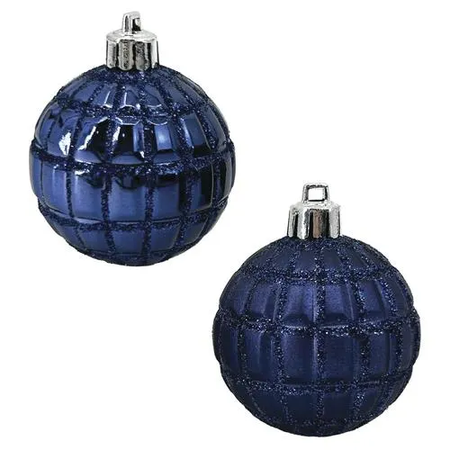 Enchanted Forest® 60mm Dark Blue Glittered Shatterproof Ornaments - 6 Pack