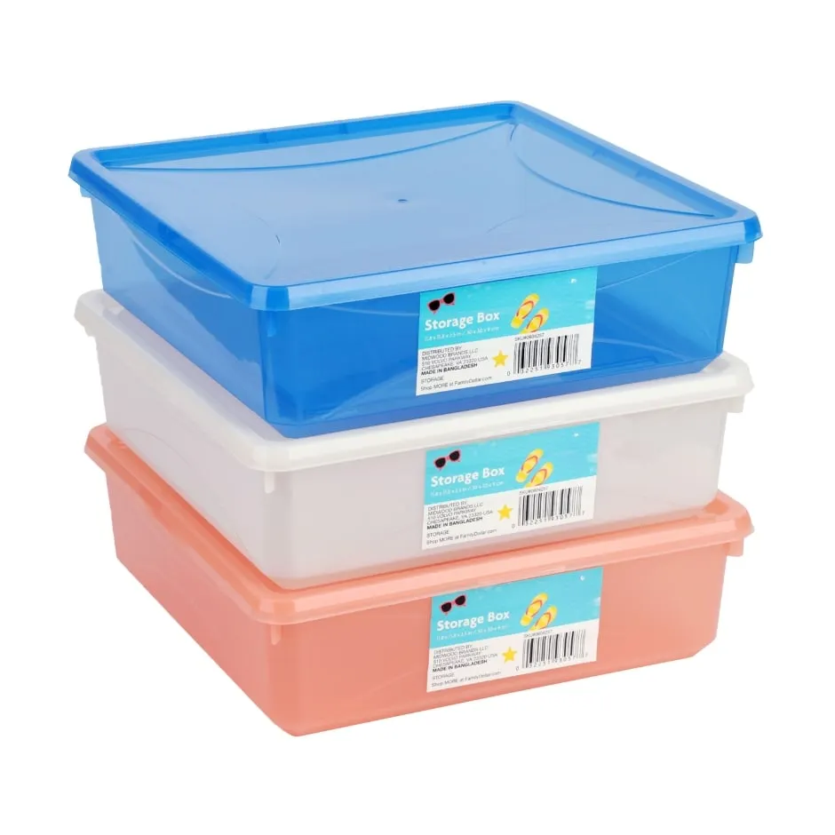 Storage Boxes with Lids, 11.8x11.8x3.5 in.