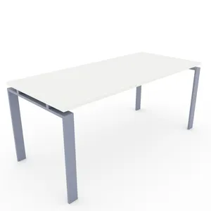Mesa Oficina estructura abierta color Gris Plata. Tablero melamina color Blanco. Fabricado en España. Ideal para oficinas, escritorios, hogar. 200x80.