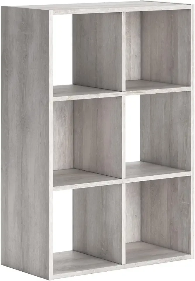 Signature Design by Ashley Paxberry Coastal 6 Cube Storage Organizer or Bookcase, Whitewash