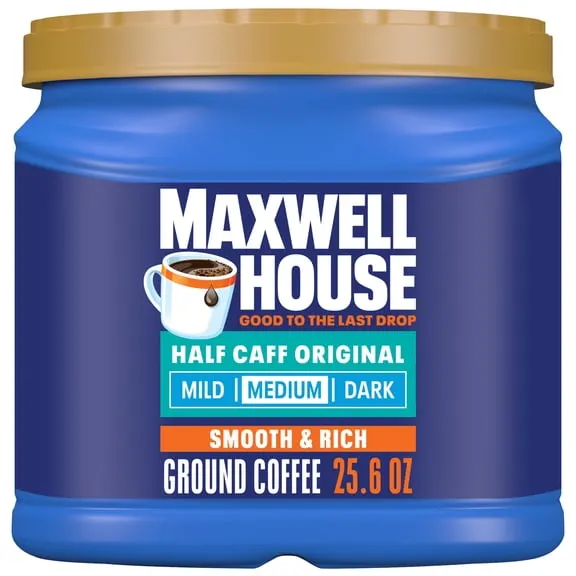 Maxwell House Half Caff Original Medium Roast Ground Coffee, 25.6 oz Canister $13.97 54.6 ¢/oz