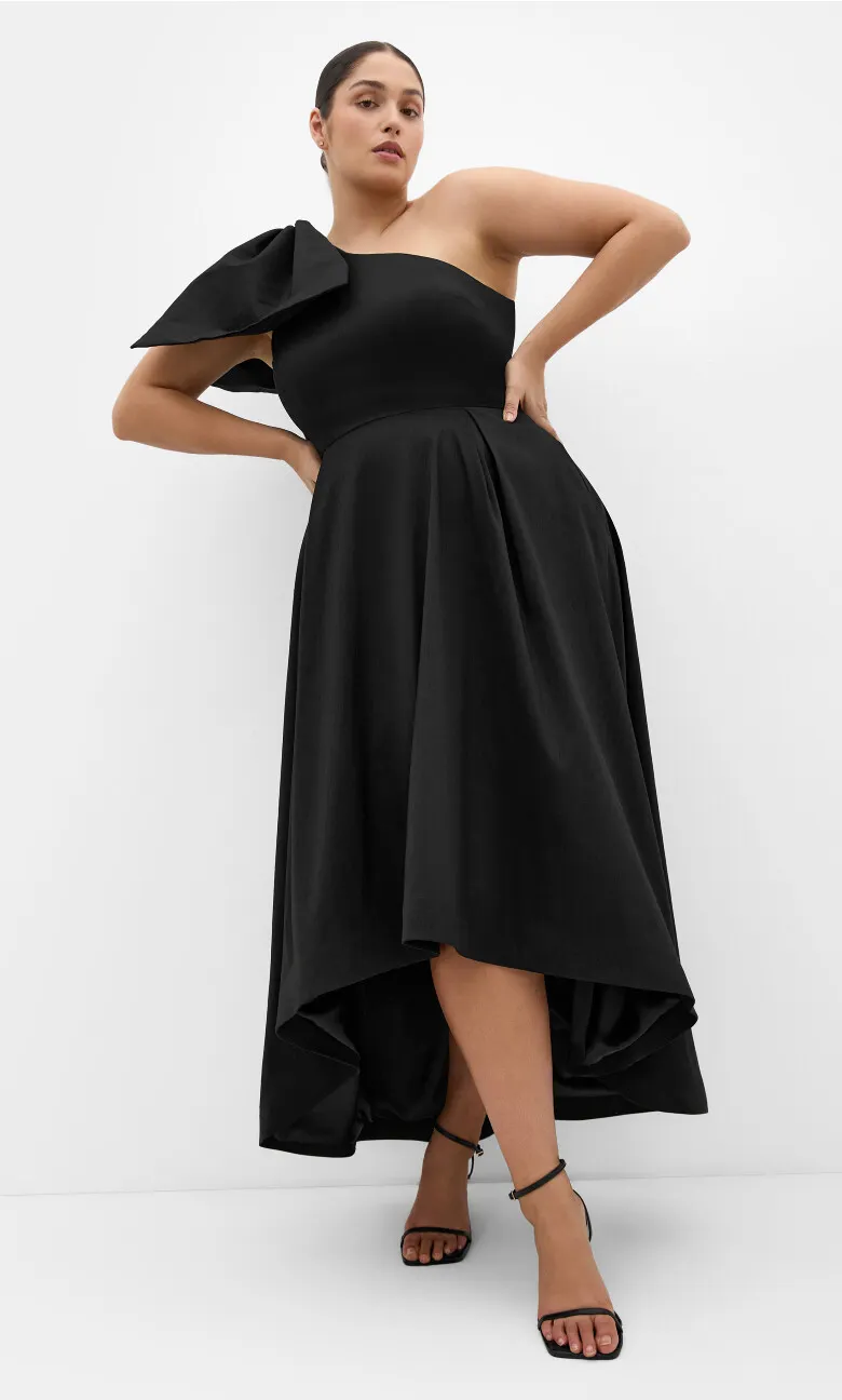 Captivate One Shoulder Maxi Dress - black