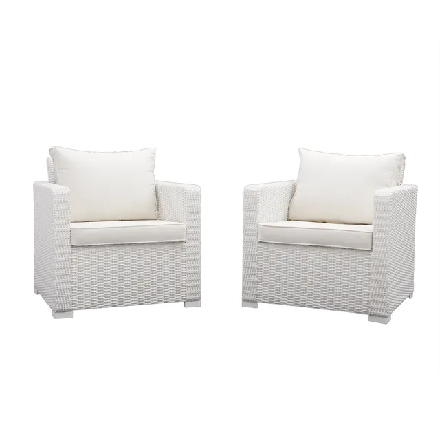 Poltrona da giardino con cuscino bianco e braccioli Luma NATERIAL da 2 posti, struttura in alluminio seduta in alluminio bianco, L 78 x H 79.5 x P 78.5 cm, set da 2 pezzi