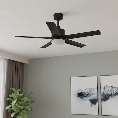 Boltz III Easy2Hang 52-in Brushed Nickel with Gray Blades Color-Changing LED Ceiling Fan With Light and Remote Control Included 5 -Blade