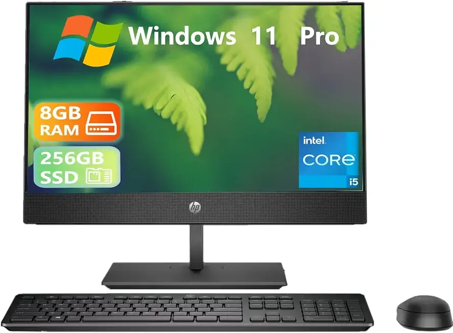 HP ProOne 600 G4 All-in-One Desktop Computer, 21.5" AIO Desktop, Core i5-8500T, 8GB RAM, 256GB SSD, Keyboard and Mouse, USB WiFi, USB Bluetooth, CAM, Windows 11 Pro (Renewed)