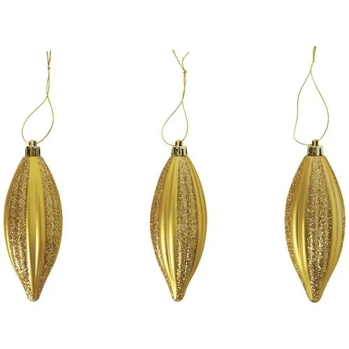 Enchanted Forest® 5" Gold Teardrop Shatterproof Ornaments - 3 Pack