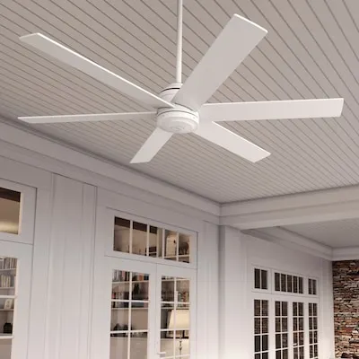 Harbor Breeze Greystone 52-in Matte Black with Matte Blades Uncovered Outdoor Downrod or Flush Mount Ceiling Fan Without Light 6 -Blade