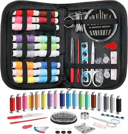 Coquimbo Sewing Kit for Adults, Christmas Stocking Stuffers for Teen Girls | Gifts for Women, Dorm Room Essentials, Sewing Supplies, Needle and Thread Kit, Portable for Travel, Beginner (Black) Coquimbo Sewing Kit for Adults, Christmas Stocking St…