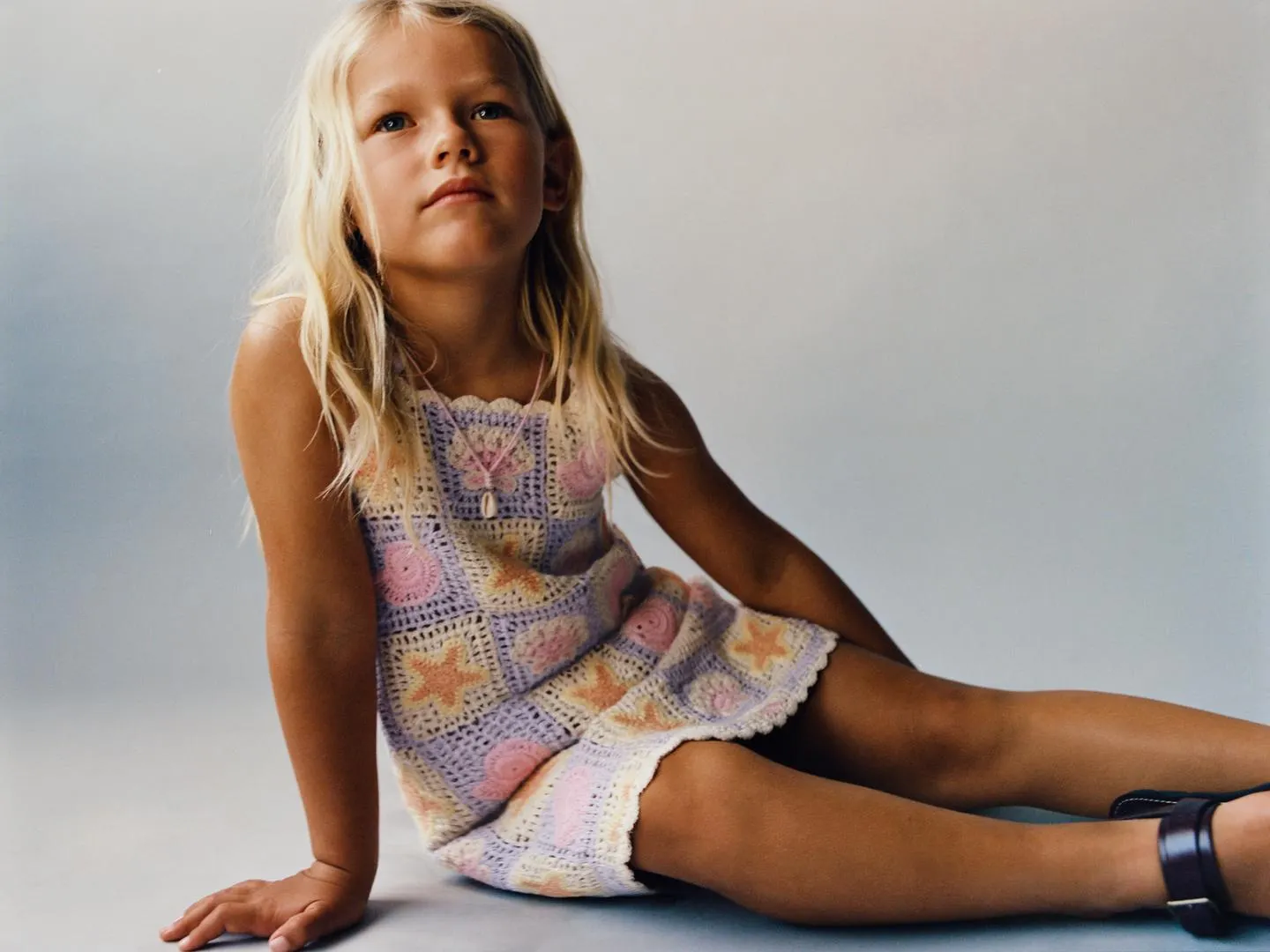 CROCHET KNIT DRESS WITH SEA MOTIFS