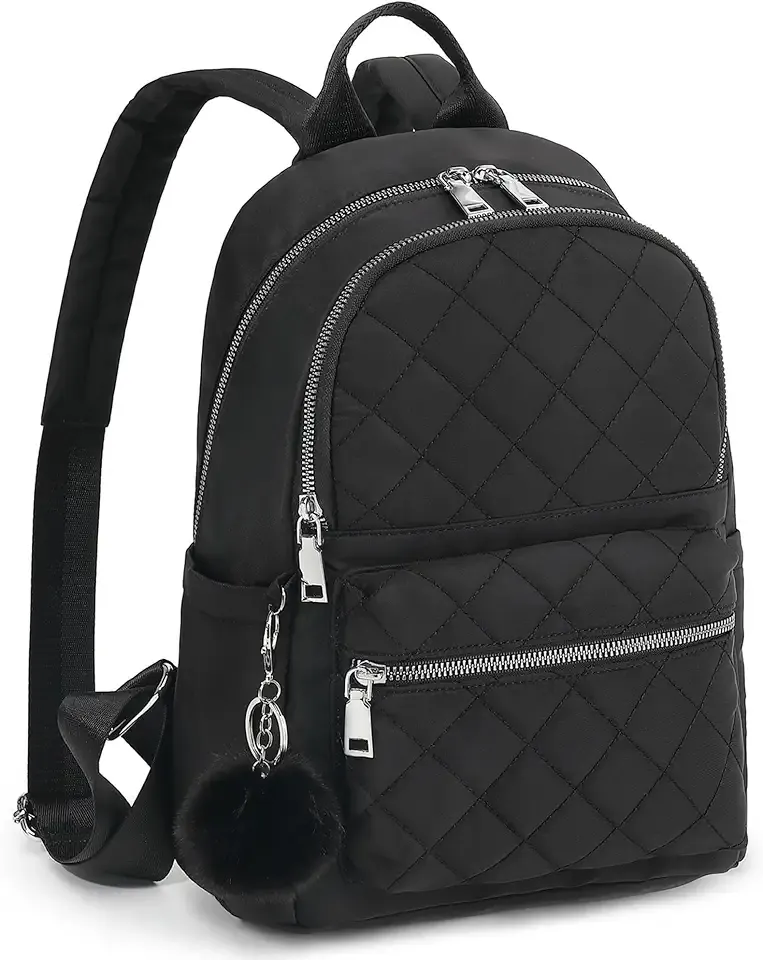 Mini Backpack Purse for Women Lightweight Small Backpack Purse Travel bookbag with Pom