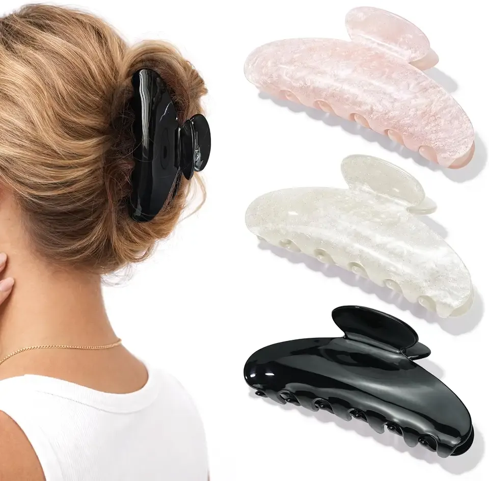 Hair Clips for Women - 3 Pack Large Acrylic Claw Clips for Thick Thin Hair, Strong Hold Claw Clip Barrettes, Fashion Hair Accessories, Birthday Gifts for Women Girls