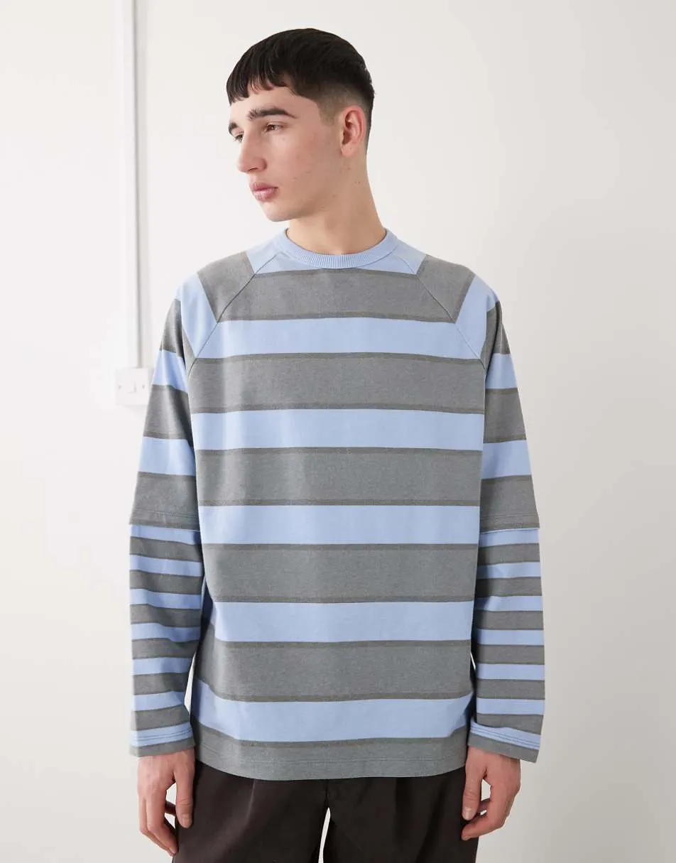 Reclaimed Vintage double layered t-shirt in blue stripe