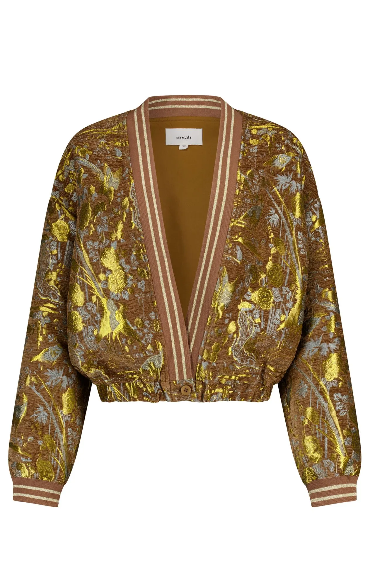 Bruin jasje met botanische print