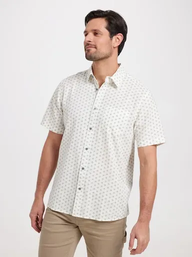 Just Jeans Short Sleeve Linen Blend Print Shirt