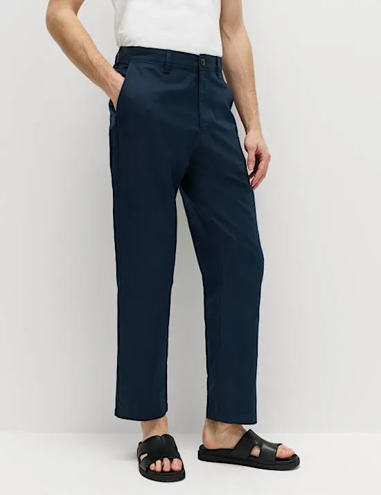 2er-Pack Baumwoll-Chinos aus Leinenmischgewebe in Regular Fit
