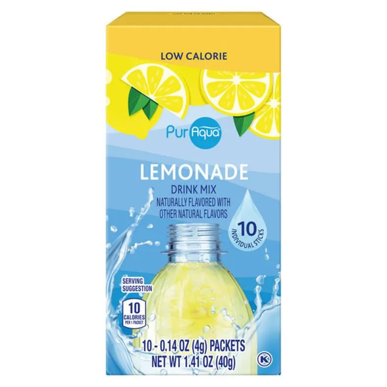 Puraqua Lemonade Drink Mix, 10 count