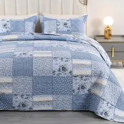 Great Choice Products Blue Patchwork Quilt Set Queen Bedspread Queen Size Quilt Quil...